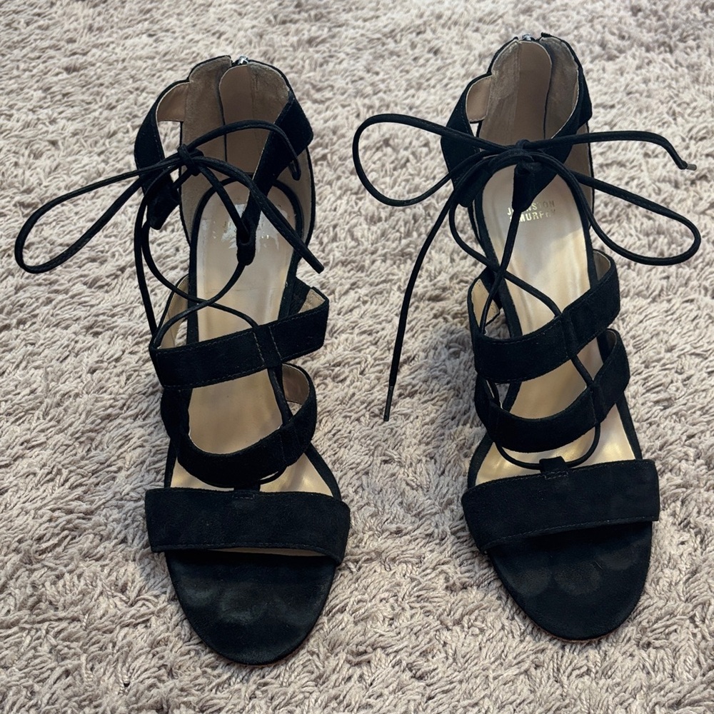 Johnston & Murphy Black Lace-Up Heels